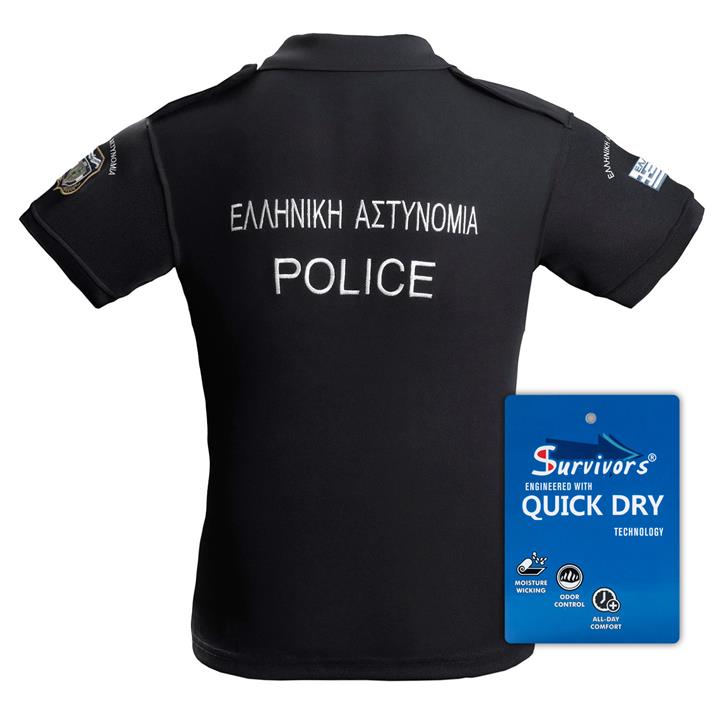 Μπλουζάκι Polo Quick Dry με κέντημα Survivors μονόχρωμο S-XXL Αστυνομίας