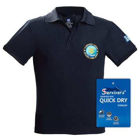 Μπλουζάκι Polo Quick Dry με κέντημα Survivors μονόχρωμο S-XXL Λιμενικού