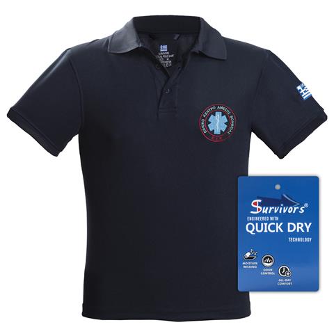 Μπλουζάκι Polo Quick Dry με κέντημα Survivors μονόχρωμο ΕΚΑΒ