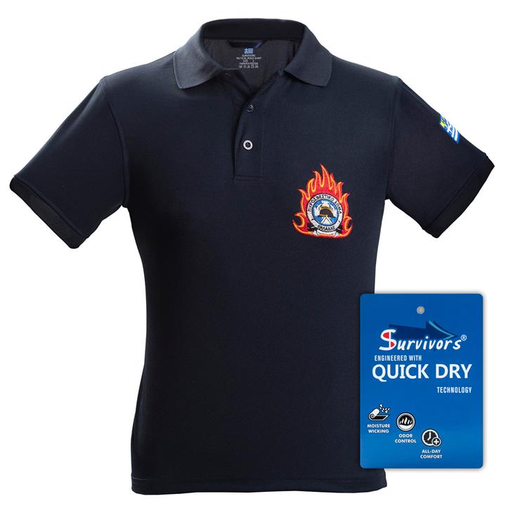 Μπλουζάκι Polo Quick Dry με κέντημα Survivors μονόχρωμο S-XXL Πυροσβεστικής