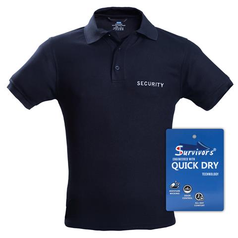 Μπλουζάκι Polo Quick Dry με κέντημα Survivors μονόχρωμο S-XXL Security