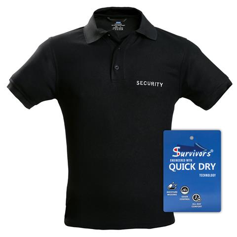 Μπλουζάκι Polo Quick Dry με κέντημα Survivors μονόχρωμο 3XL-4XL Security