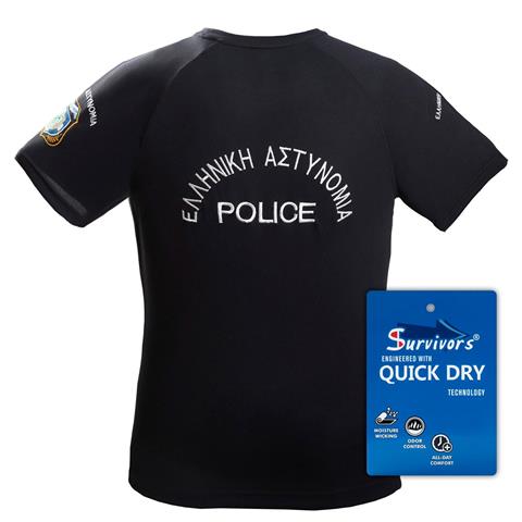 Μπλουζάκι Τ-Shirt Quick Dry Survivors μονόχρωμο 3XL-4XL Αστυνομίας