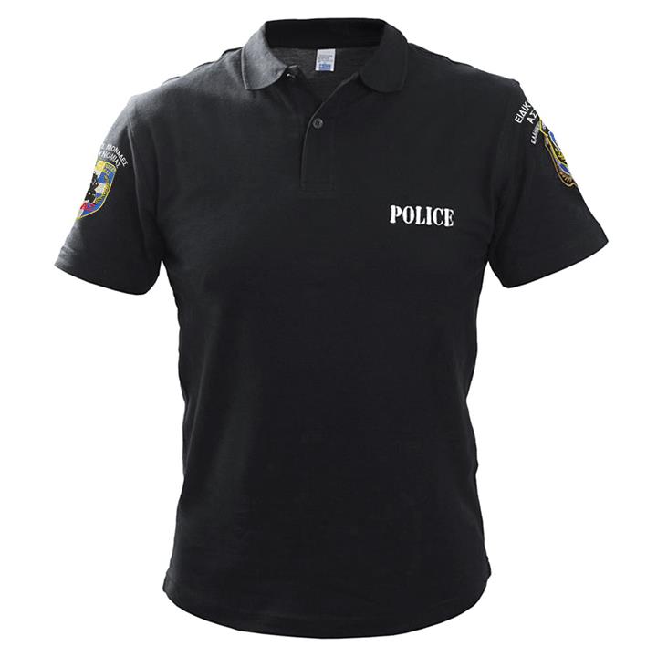 Μπλουζάκι Πόλο κοντομάνικο με κέντημα ΔΙΑΣ Μαύρο