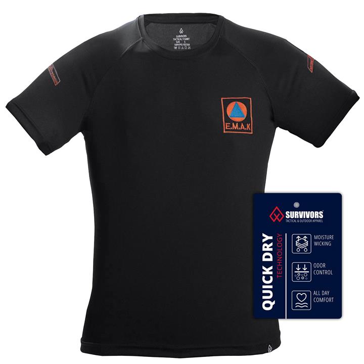 Μπλουζάκι T-Shirt Quick Dry με κέντημα ΕΜΑΚ Μαύρο