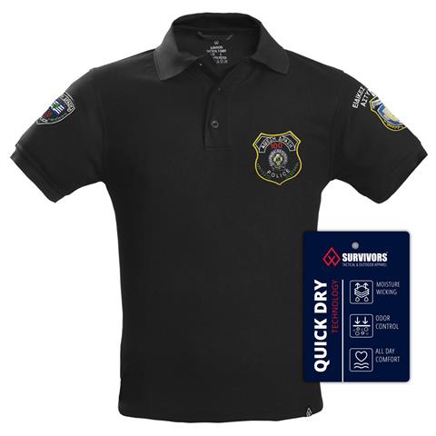 Μπλουζάκι Polo Quick Dry με κέντημα Άμεση Δράση Μαύρο