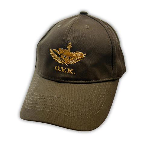 Καπέλο (Τζόκεϊ) Λαδί με κέντημα Ο.Υ.Κ.