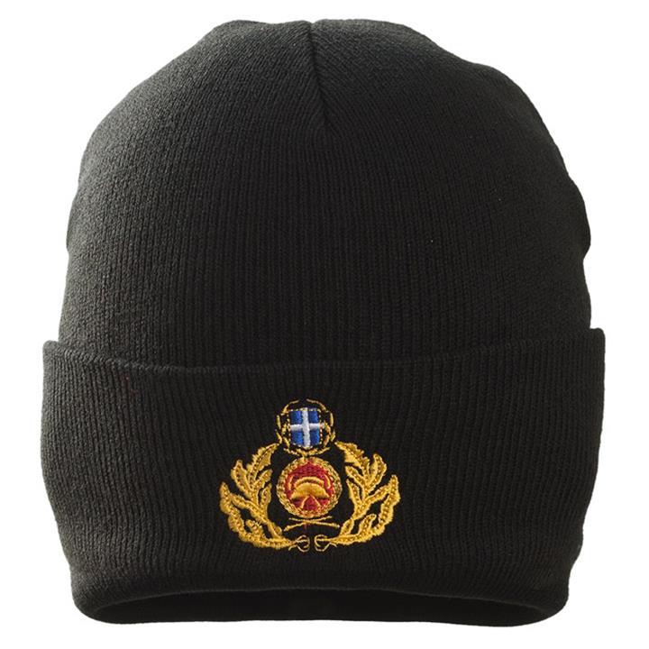 Σκούφος διπλός Μαύρος με κέντημα Πυροσβεστικής