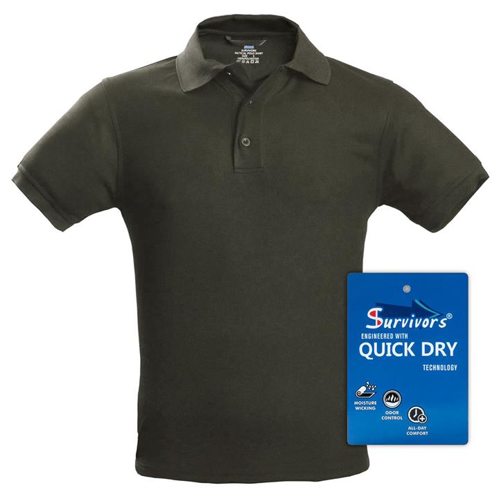 Μπλουζάκι Polo Quick Dry Survivors μονόχρωμο (με ή χωρίς επωμίδες) 3XL-4XL Λαδί