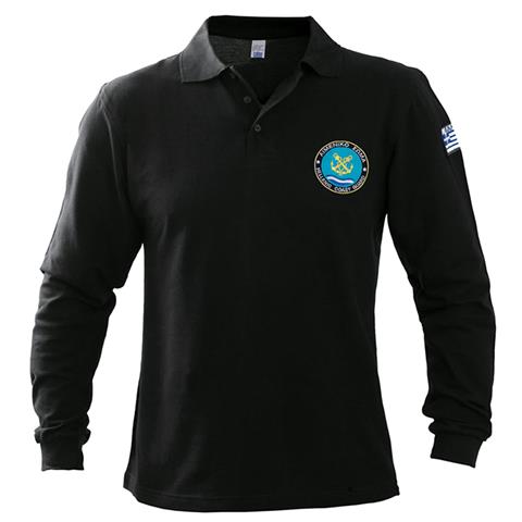 Μπλουζάκι ΠΟΛΟ μακρύ μανίκι με κέντημα Λιμενικού (Μαύρο)