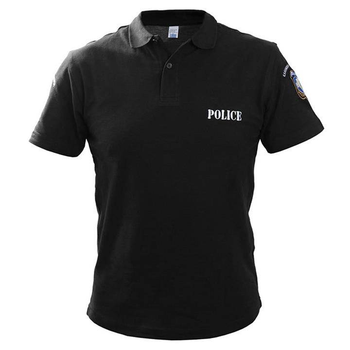 Μπλουζάκι Πόλο κοντομάνικο με κέντημα Αστυνομίας (Μαύρο)