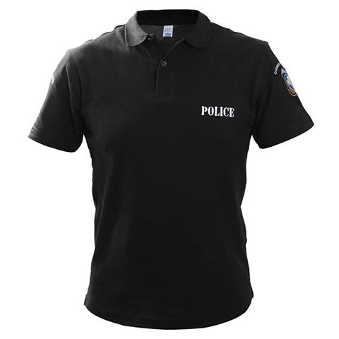 Μπλουζάκι Πόλο κοντομάνικο με κέντημα Αστυνομίας (Μαύρο)