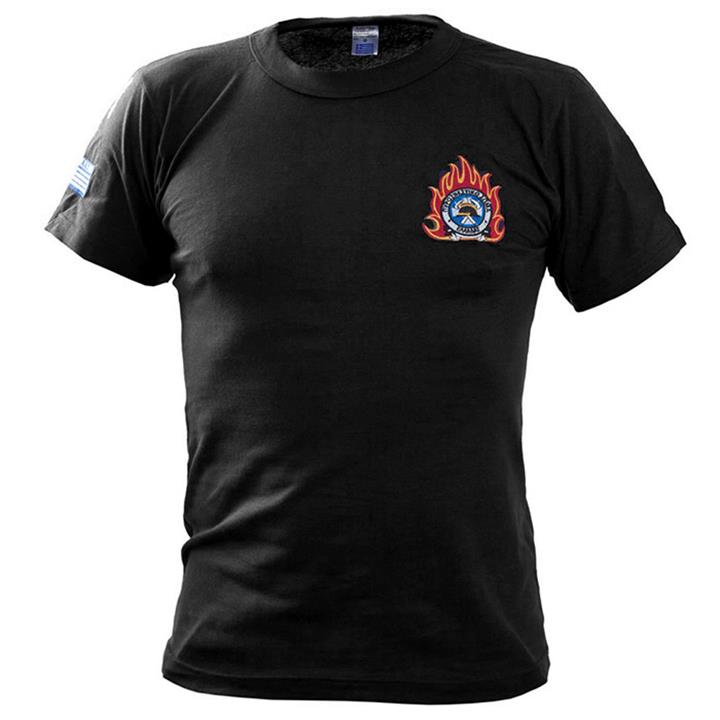 Μπλουζάκι μακό με κέντημα Πυροσβεστικής (Μαύρο)
