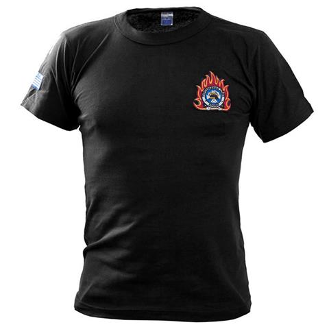Μπλουζάκι μακό με κέντημα Πυροσβεστικής (Μαύρο)