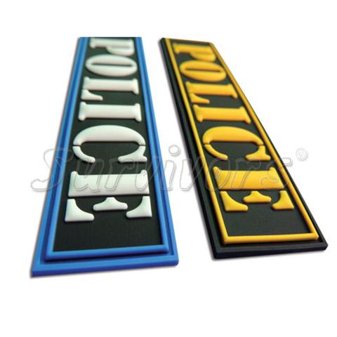 Σήματα 3D αστυνομίας ίσιο στήθους με Velcro (Μαύρο - Κίτρινο)