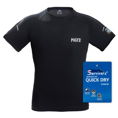 Μπλουζάκι Τ-Shirt Quick Dry Survivors μονόχρωμο Μαύρο S-XXL Αστυνομίας