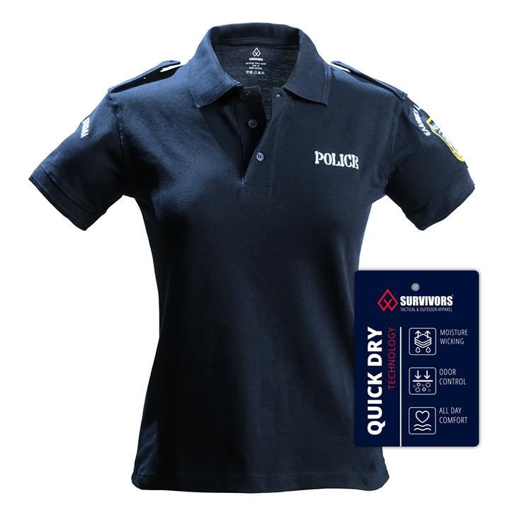 Μπλουζάκι Γυναικείο Polo Quick Dry Survivors με κέντημα Αστυνομίας Μπλε