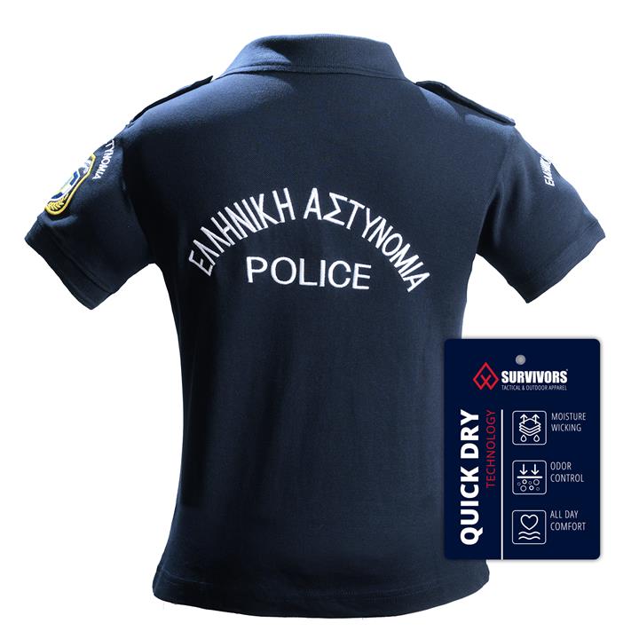 Μπλουζάκι Γυναικείο Polo Quick Dry Survivors με κέντημα Αστυνομίας Μπλε