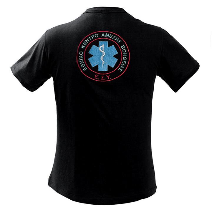 Μπλουζάκι μακό με κέντημα ΕΚΑΒ μαύρο