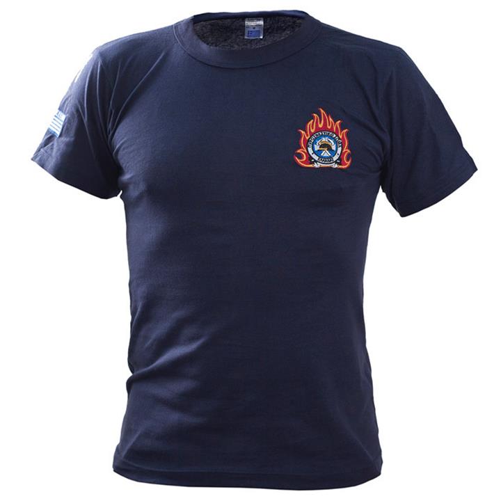 Μπλουζάκι μακό με κέντημα Πυροσβεστικής (Μπλε)